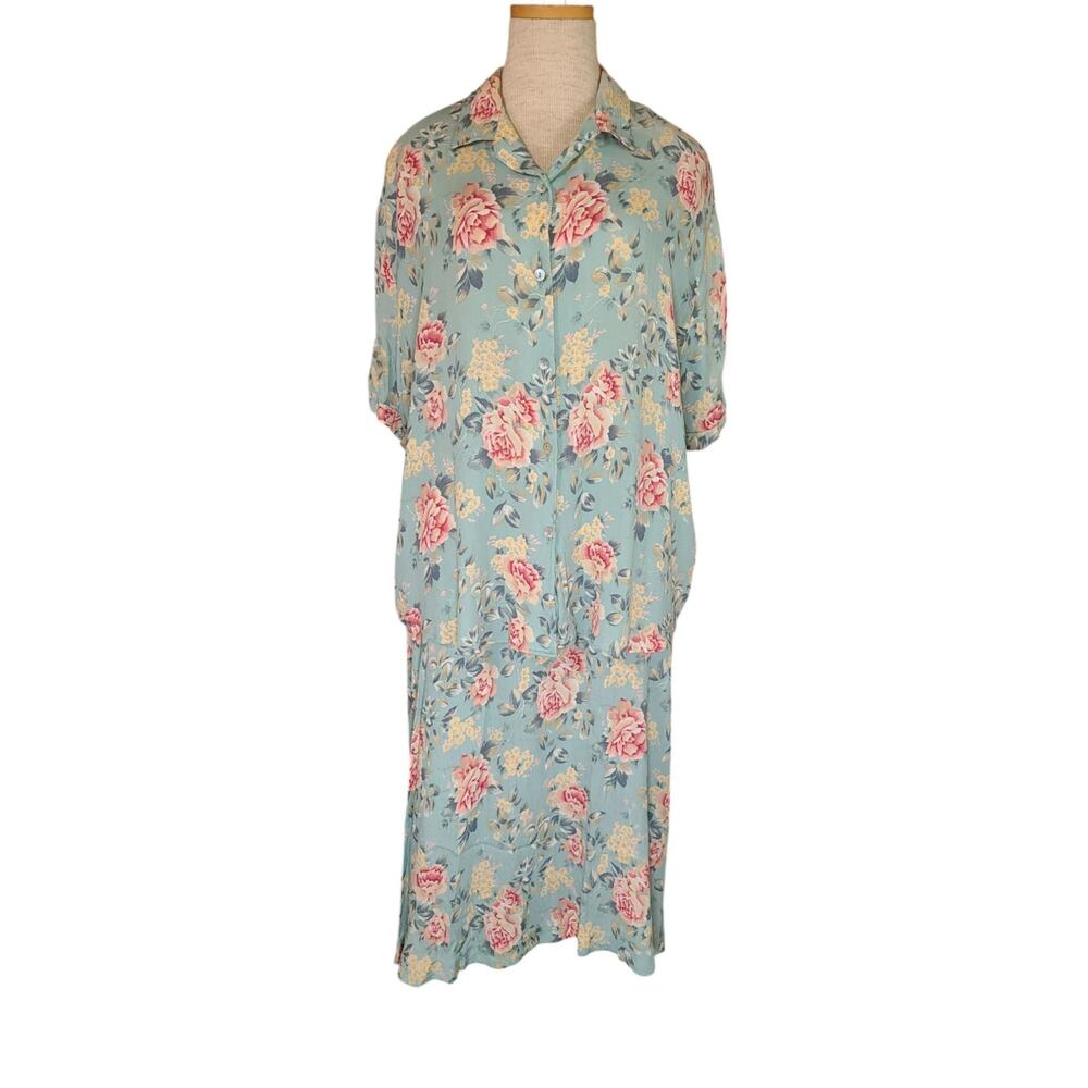 Vintage Jantzen 2pc Skirt Top Set Floral Pockets LG 14 Cottagecore Grandmacore